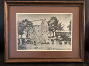 Framed Black & White of Old Watermill - 17” x 13”