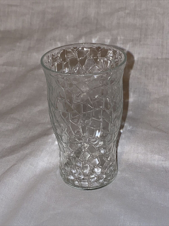 4” Vintage L E Smith Tumbler Crackle By Cracky Pattern Glass Cups Depression