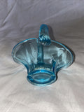 4” Vintage Light Blue Translucent Upright Glass Basket