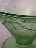 Green Depression glass Sherbert Belmont Rose Cameo Footed