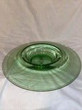 Giant 15.5” Vintage Green Glass Console Bowl Sloped Depression