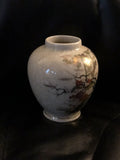 5.5” Asian Vase Dark Tan w/ Floral & Gold