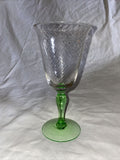 7” Vintage Green Uranium Vaseline Glass Wine Goblet Chalice Depression Elegant