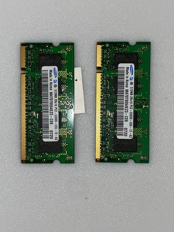 Samsung 1 GB (2 x 512 MB) PC2-5300 DDR2 RAM M470T6554EZ3-CE6 M470T6554EZ3